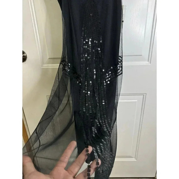 IDEOLOGY Black Sequin Mesh WhimsiGoth Witchy Slip Fairy Grunge Dress Womens XS - Picture 10 of 13